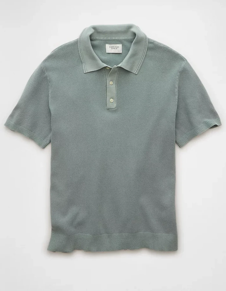 AE Weekend Washed Sweater Polo Shirt