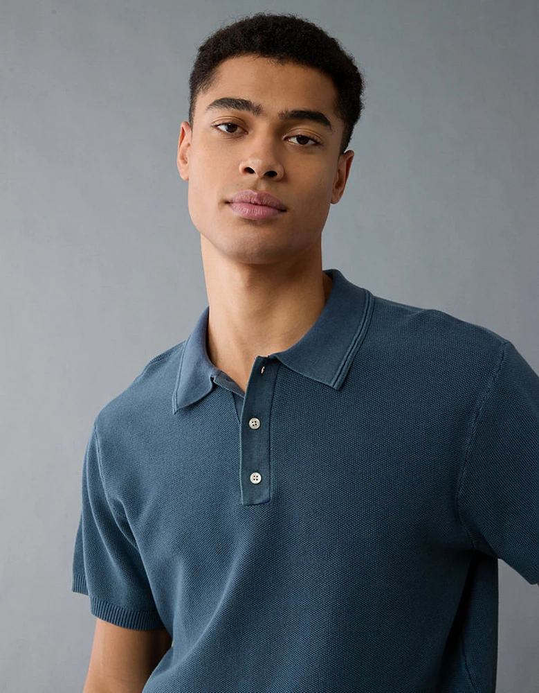 AE Weekend Washed Sweater Polo Shirt