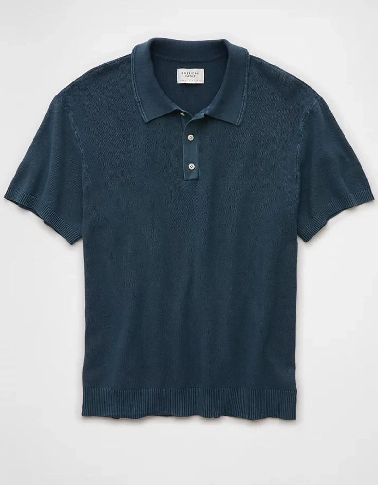 AE Weekend Washed Sweater Polo Shirt