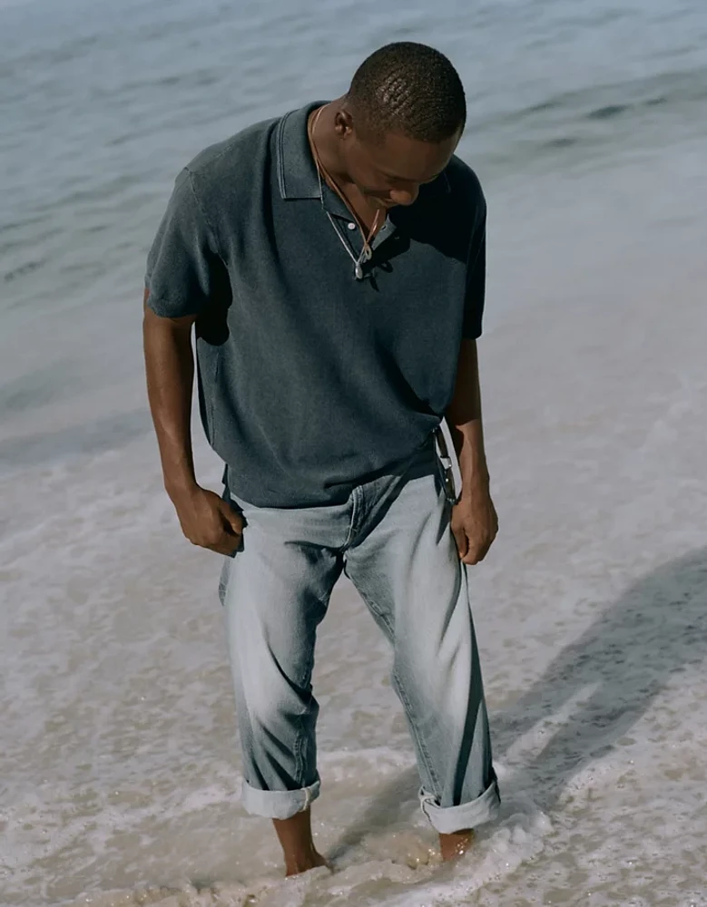 AE Weekend Washed Sweater Polo Shirt
