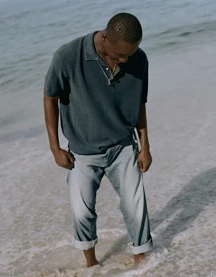 AE Weekend Washed Sweater Polo Shirt