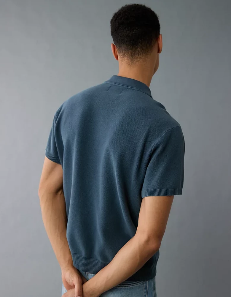 AE Weekend Washed Sweater Polo Shirt