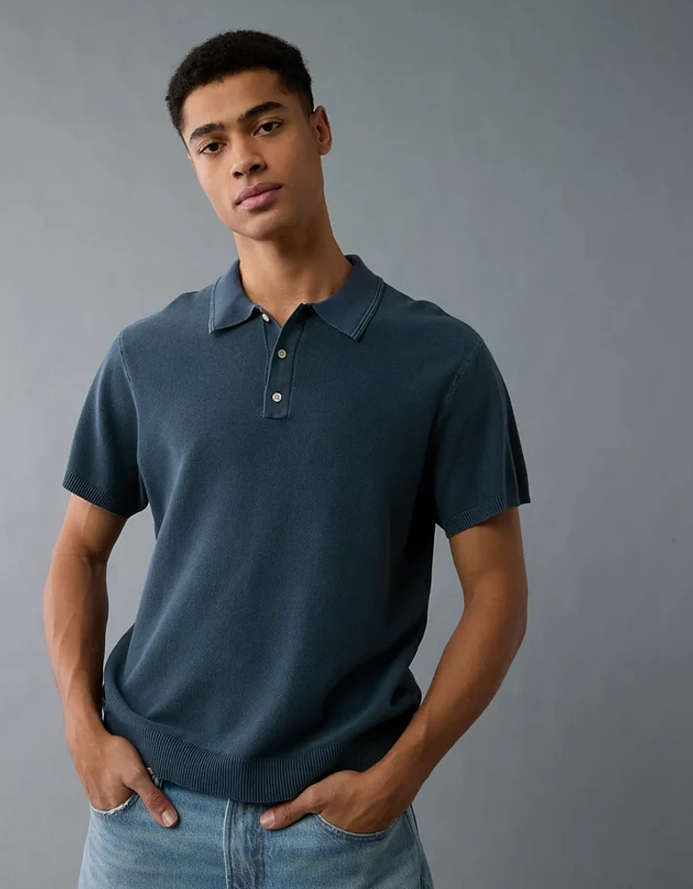 AE Weekend Washed Sweater Polo Shirt