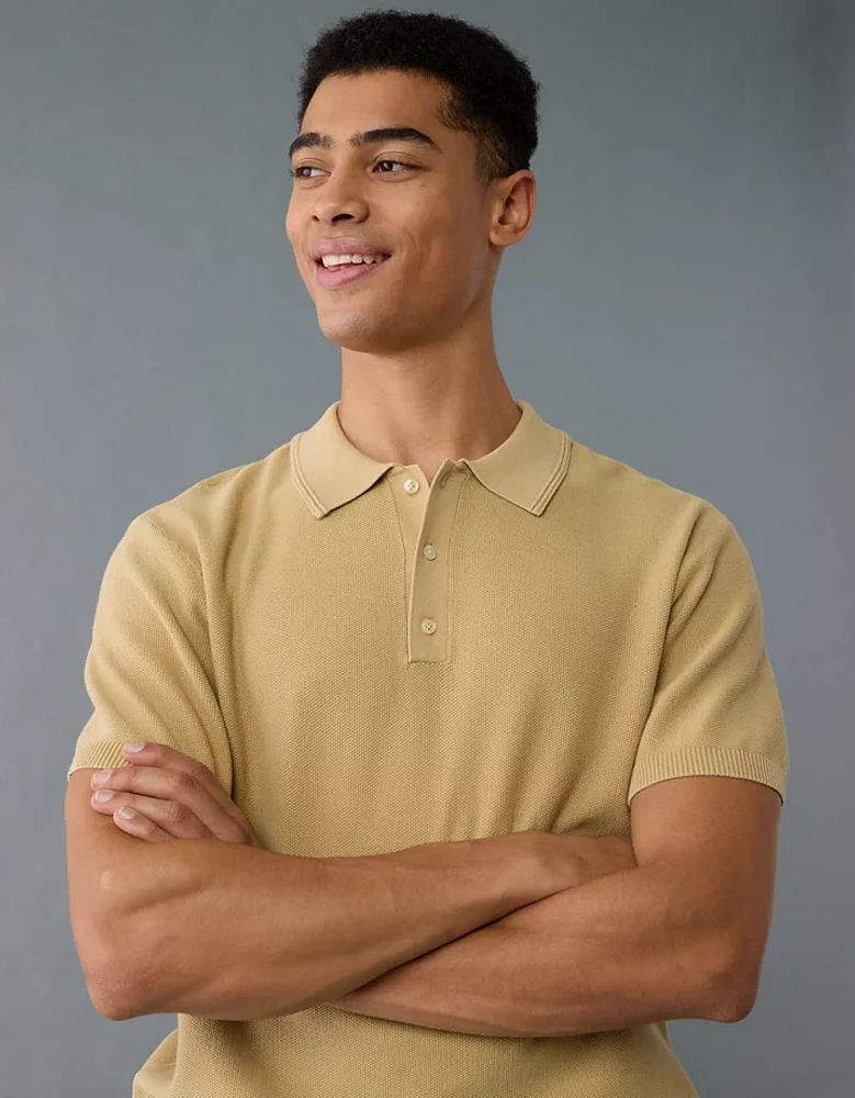 AE Weekend Washed Sweater Polo Shirt
