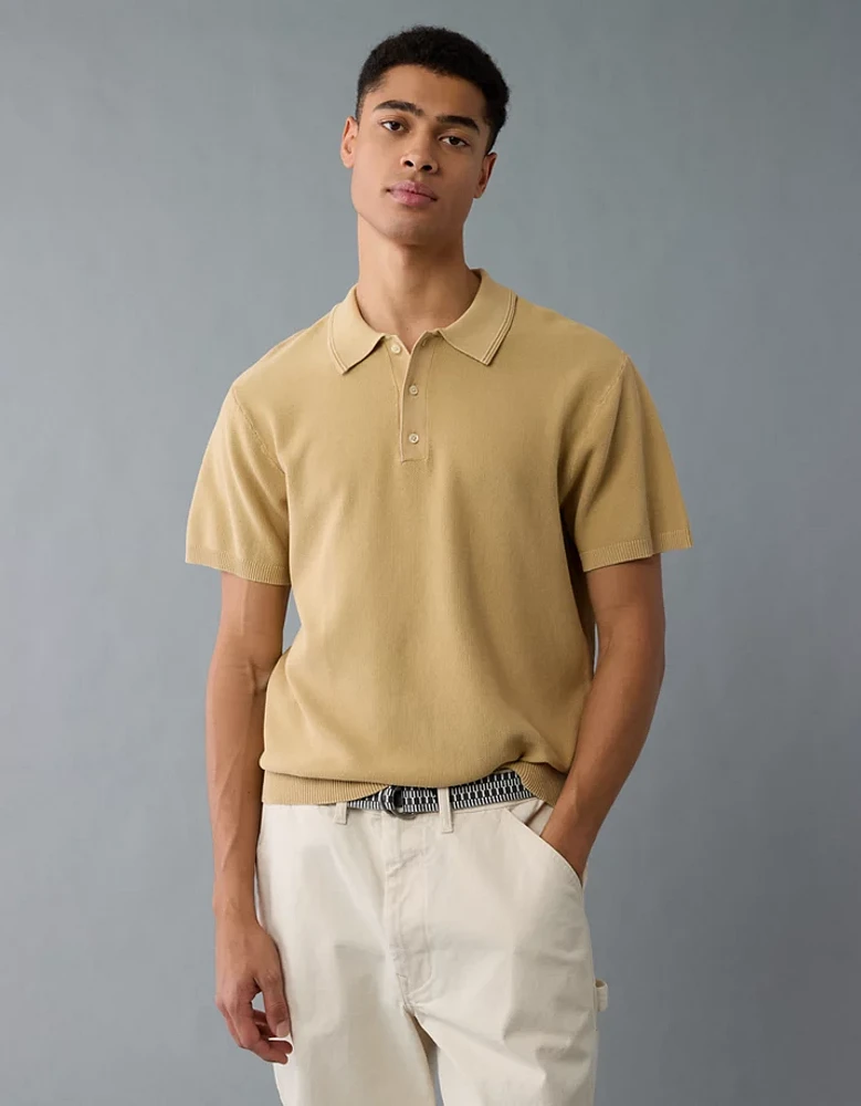 AE Weekend Washed Sweater Polo Shirt