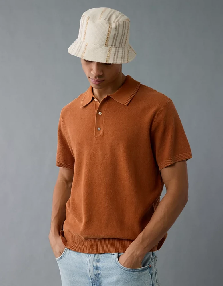 AE Weekend Washed Sweater Polo Shirt