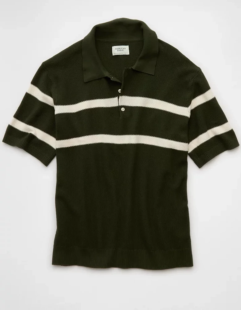 Polo en tricot rayé à motif pointelle Fin de semaine AE