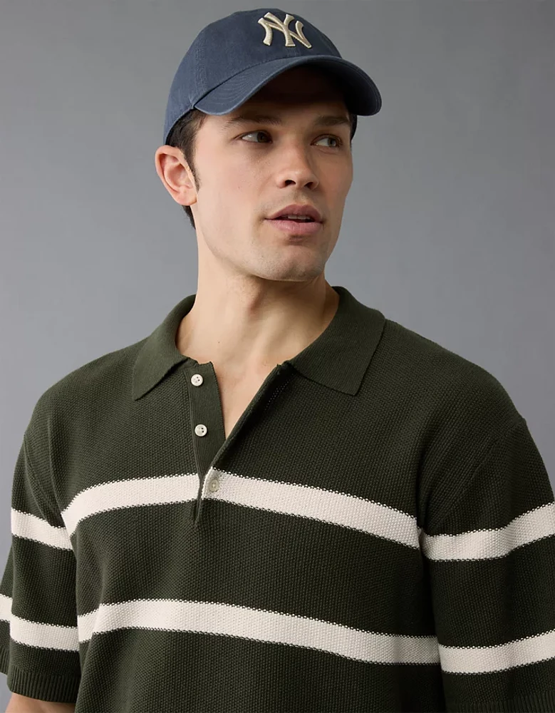 Polo en tricot rayé à motif pointelle Fin de semaine AE