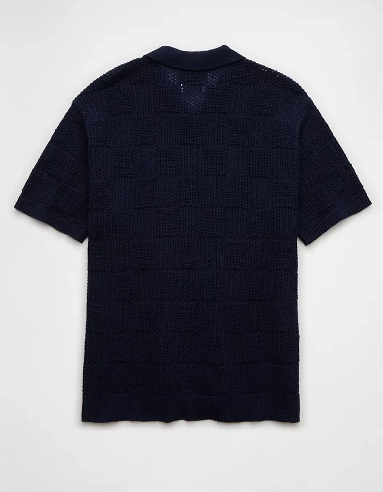 Polo en tricot boutonné à damier Fin de semaine AE