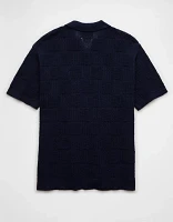 Polo en tricot boutonné à damier Fin de semaine AE