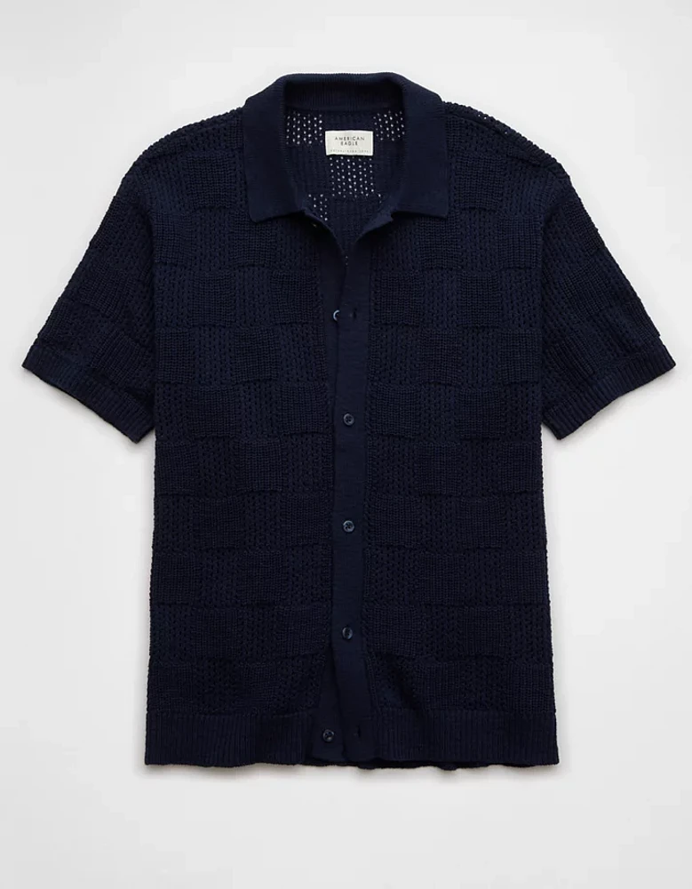 Polo en tricot boutonné à damier Fin de semaine AE