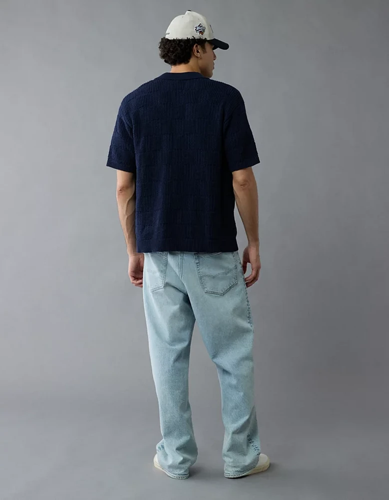Polo en tricot boutonné à damier Fin de semaine AE
