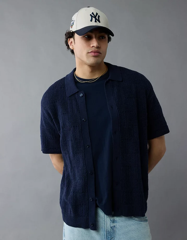 Polo en tricot boutonné à damier Fin de semaine AE