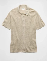 AE Waffle Button-Up Sweater Polo Shirt