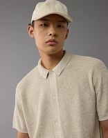 AE Waffle Button-Up Sweater Polo Shirt