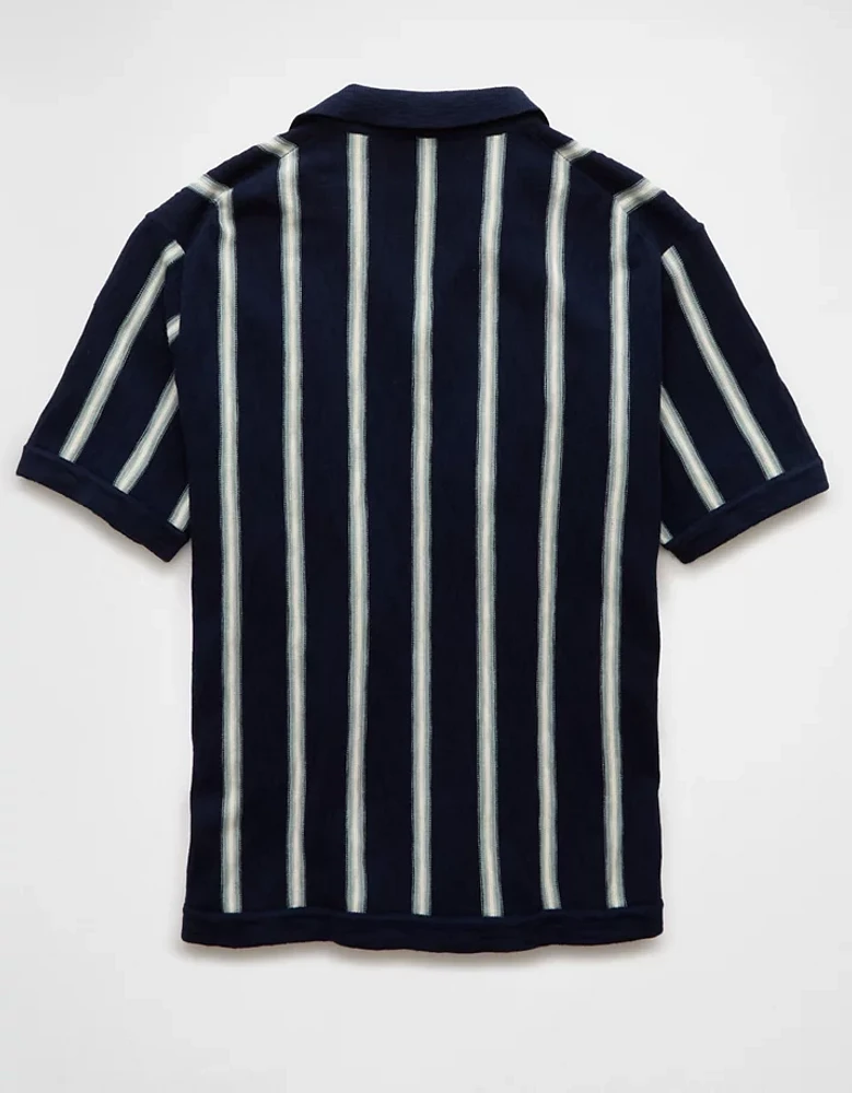 Chemise polo en tricot rayé boutonnée Fin de semaine AE