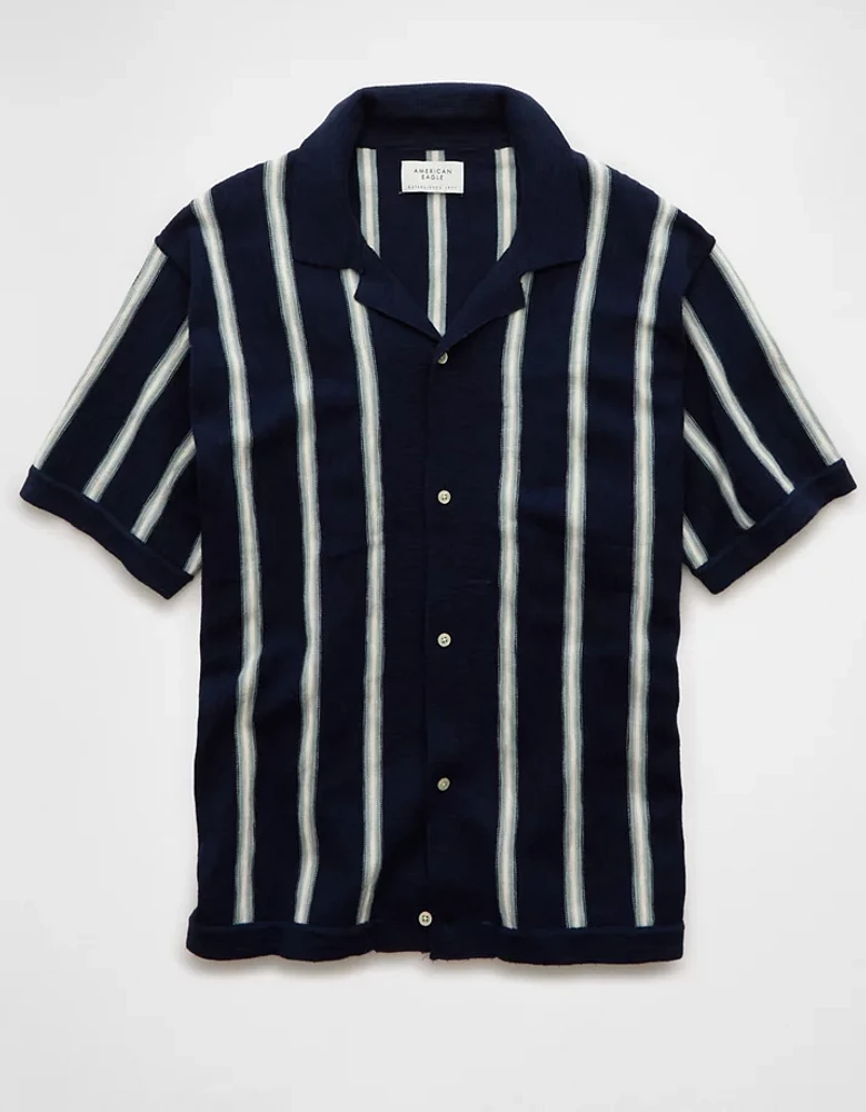 Chemise polo en tricot rayé boutonnée Fin de semaine AE