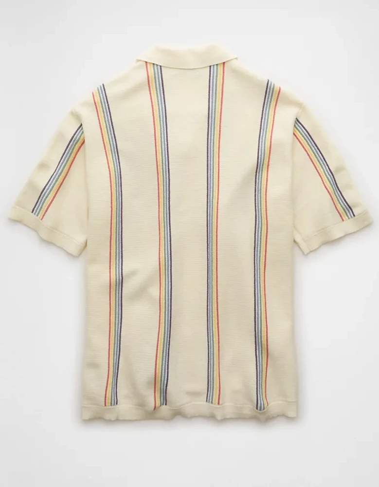 Chemise polo en tricot rayé boutonnée Fin de semaine fierté AE