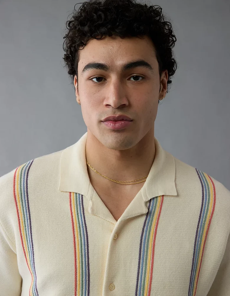 Chemise polo en tricot rayé boutonnée Fin de semaine fierté AE