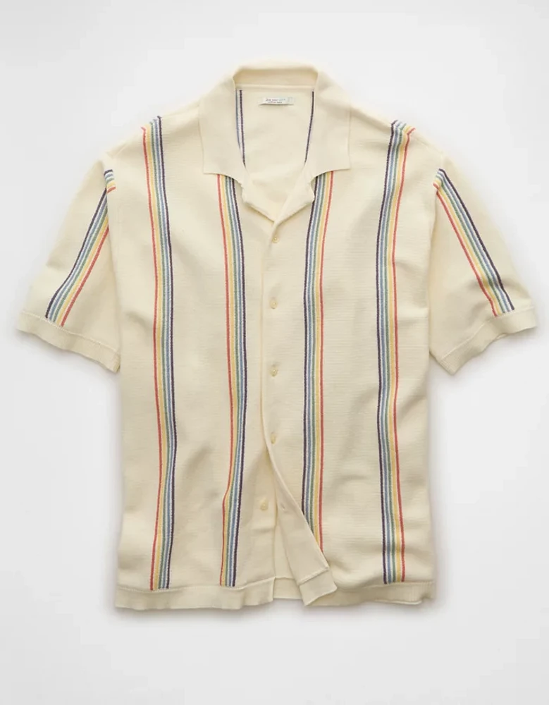 Chemise polo en tricot rayé boutonnée Fin de semaine fierté AE