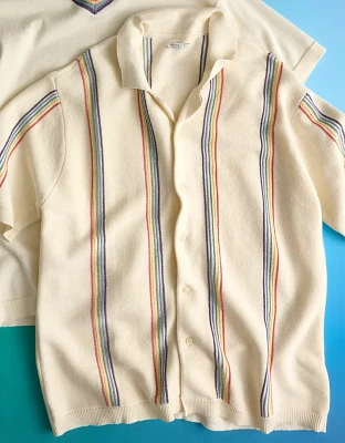 Chemise polo en tricot rayé boutonnée Fin de semaine fierté AE