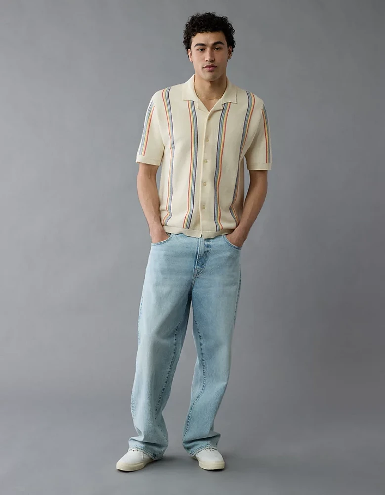Chemise polo en tricot rayé boutonnée Fin de semaine fierté AE
