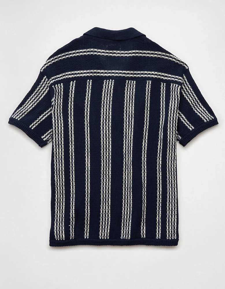 Chemise polo en tricot rayé boutonnée Fin de semaine AE