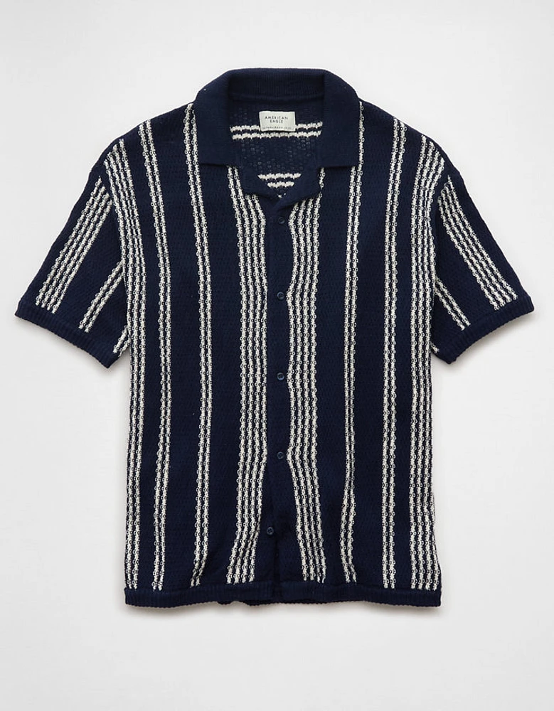 Chemise polo en tricot rayé boutonnée Fin de semaine AE