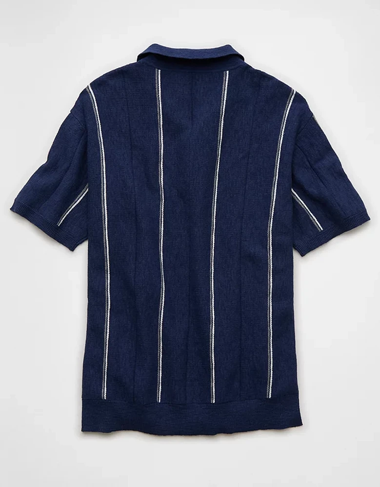AE Weekend Striped Sweater Polo Shirt