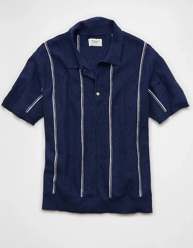 AE Weekend Striped Sweater Polo Shirt