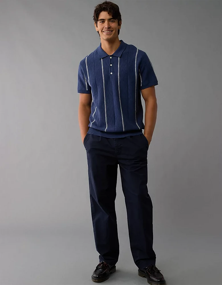 AE Weekend Striped Sweater Polo Shirt