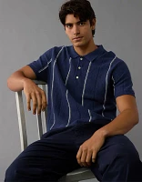 AE Weekend Striped Sweater Polo Shirt