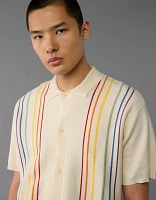 AE Pride Weekend Button-Up Sweater Polo Shirt