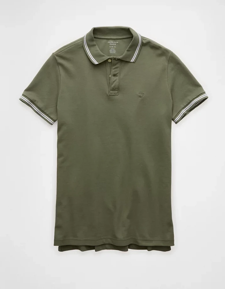AE Lived-In Stretch Pique Slim Fit Tipped Polo Shirt