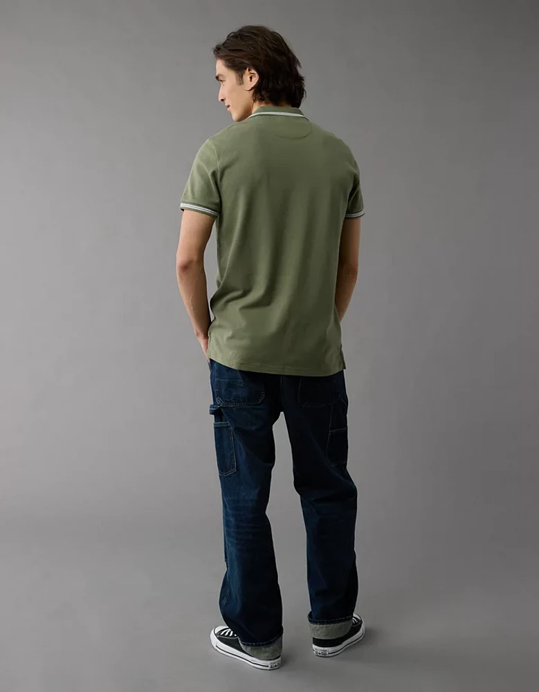 AE Lived-In Stretch Pique Slim Fit Tipped Polo Shirt