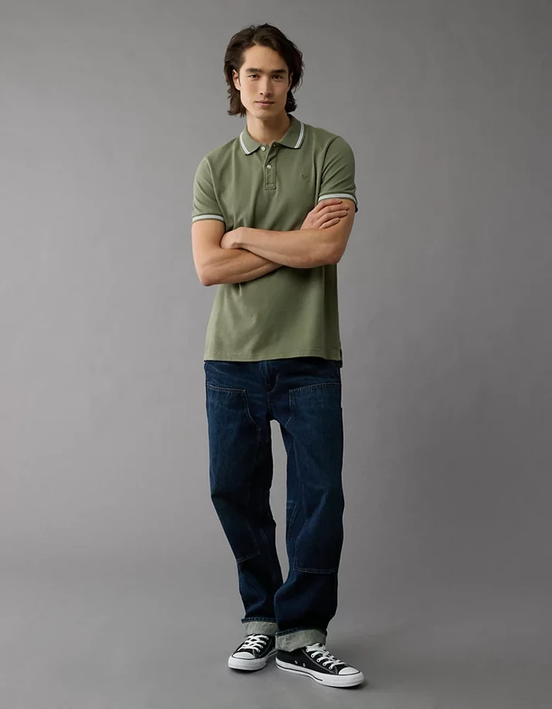 AE Lived-In Stretch Pique Slim Fit Tipped Polo Shirt