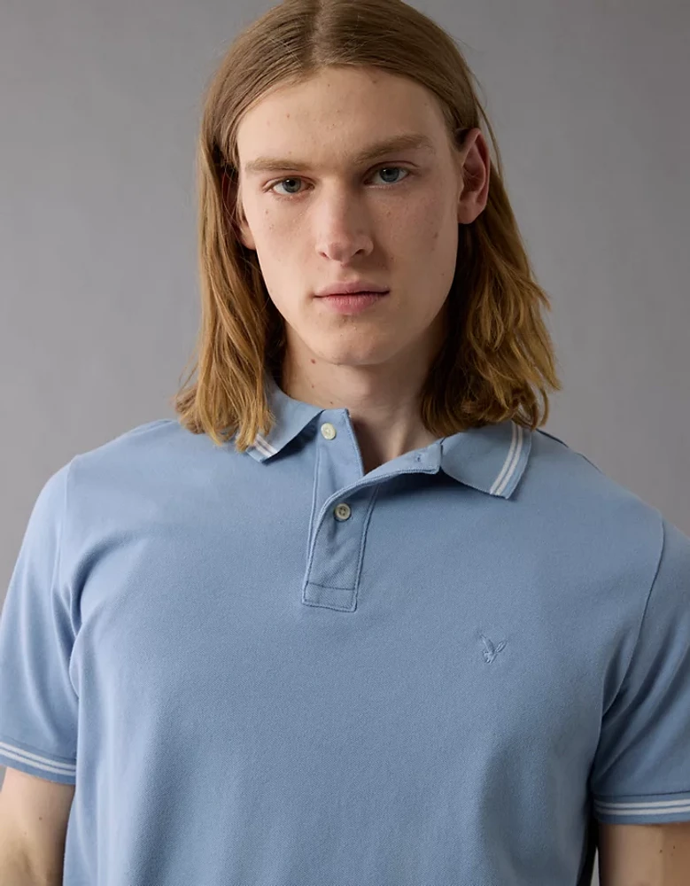AE Lived-In Stretch Pique Slim Fit Tipped Polo Shirt