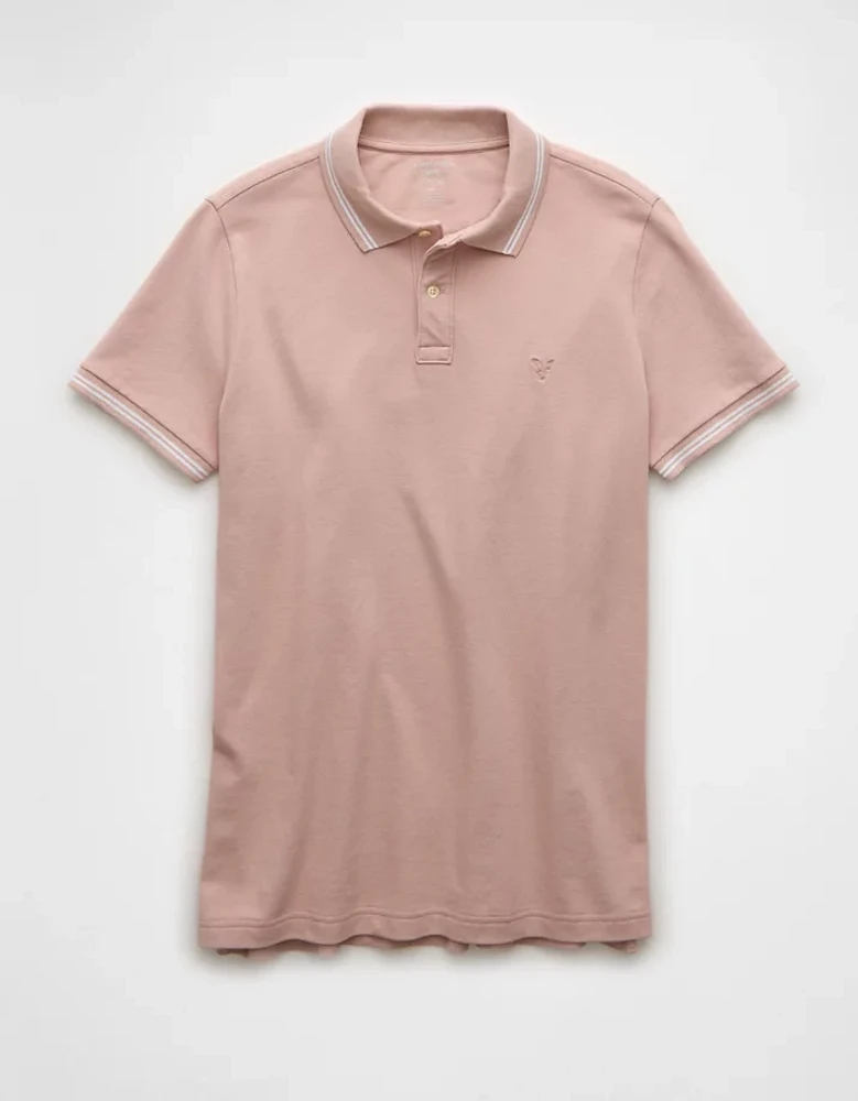 AE Lived-In Stretch Pique Slim Fit Tipped Polo Shirt