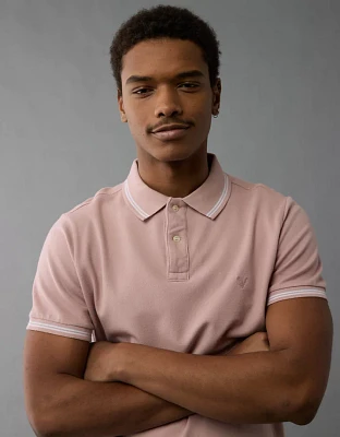 AE Lived-In Stretch Pique Slim Fit Tipped Polo Shirt