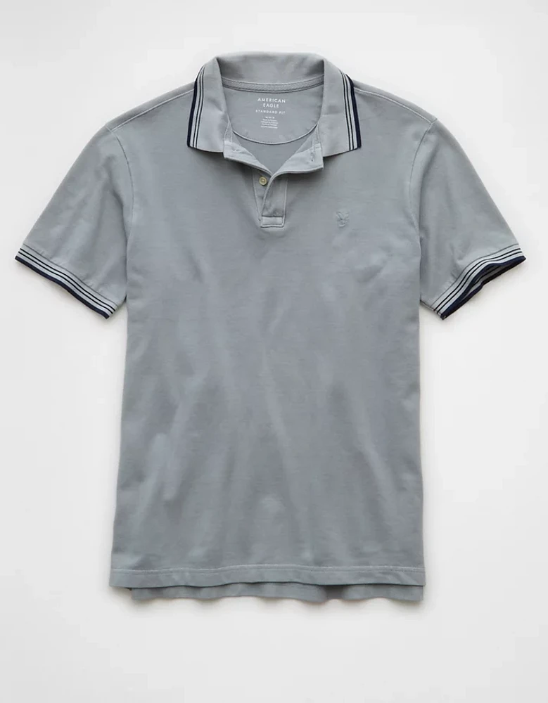 Polo extensible à bordures contrastantes en piqué AE