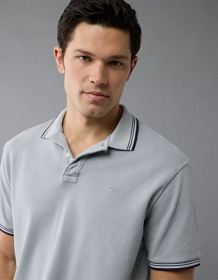 Polo extensible à bordures contrastantes en piqué AE