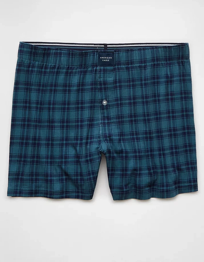 AEO Men's Plaid Slim Knit Ultra Soft Boxer Short