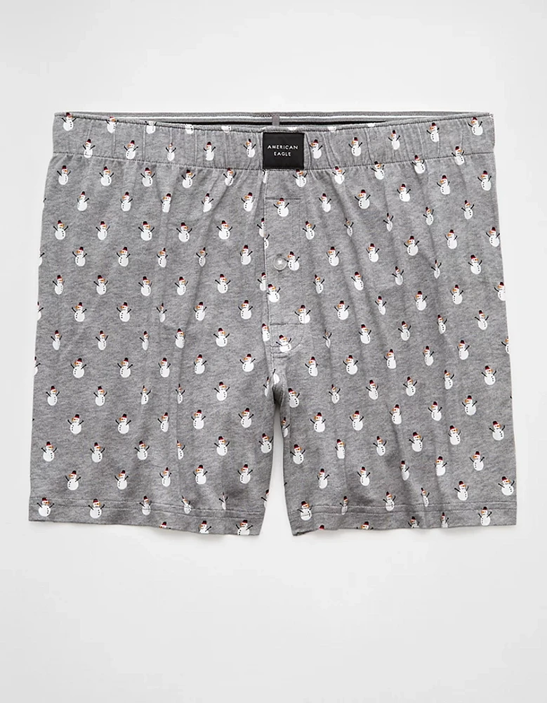 AEO Men's Mini Snowmen Slim Knit Ultra Soft Boxer Short