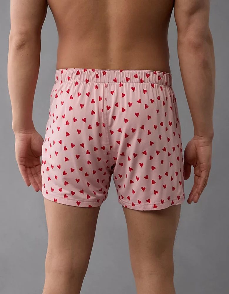 AEO Men's Valentine's Day Hearts Slim Knit Ultra Soft Boxer Short