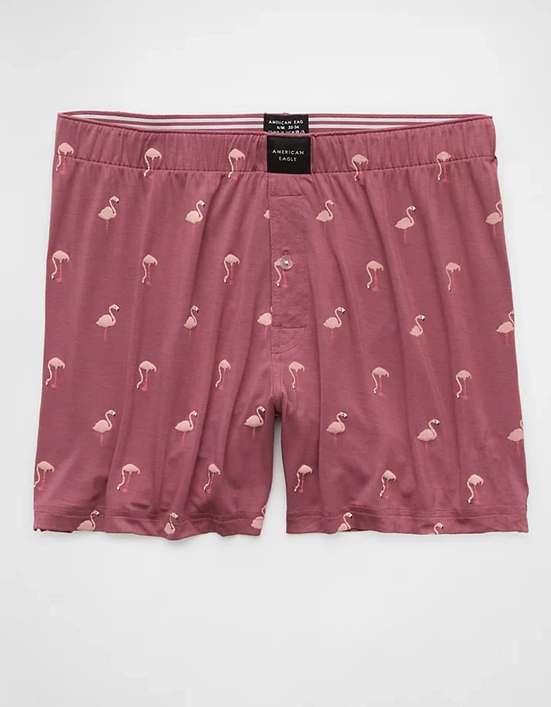 AEO Men's Flamingos Slim Knit Ultra Soft Boxer Short