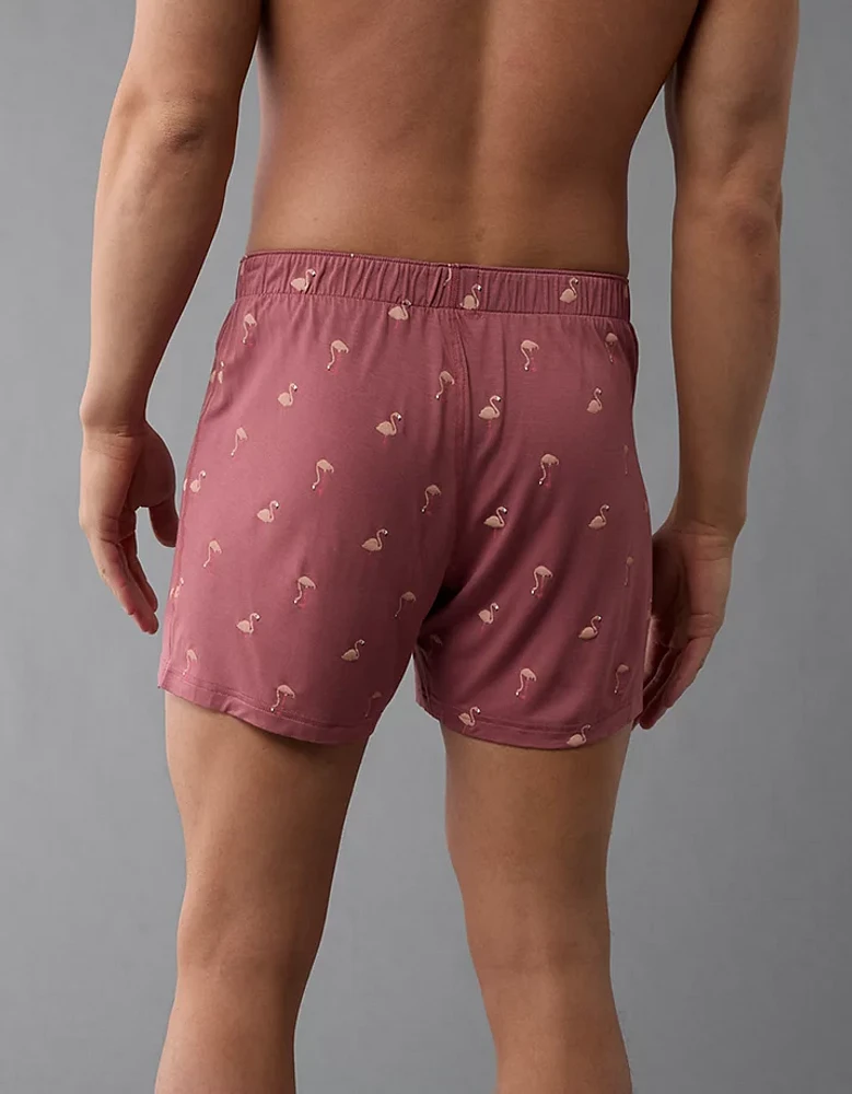 AEO Men's Flamingos Slim Knit Ultra Soft Boxer Short