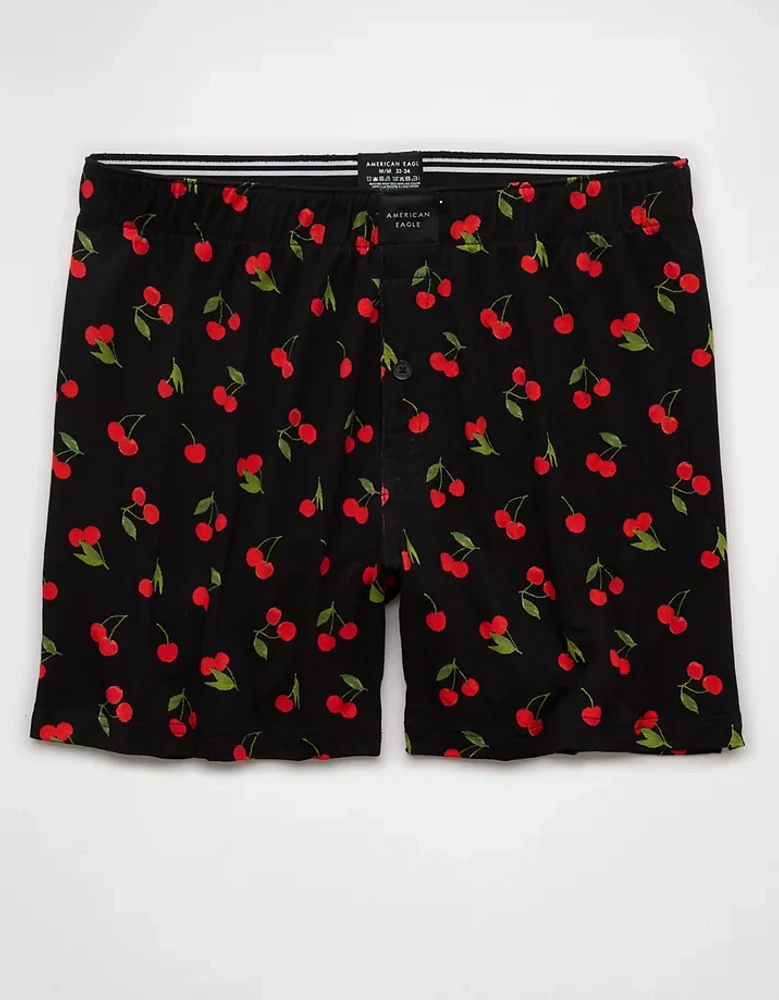 AEO Men's Cherries Slim Knit Ultra Soft Boxer Short