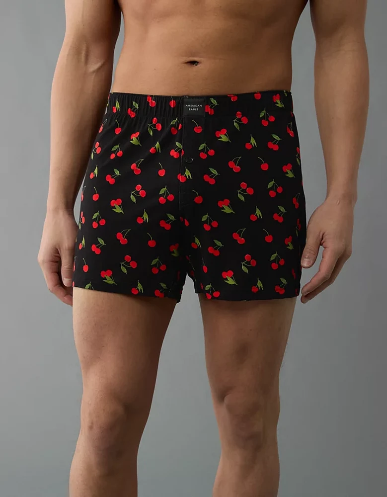 AEO Men's Cherries Slim Knit Ultra Soft Boxer Short