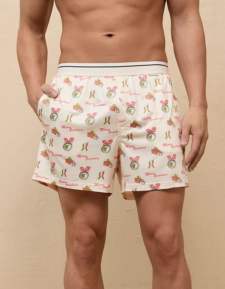 AEO Men's Grinch Christmas Ultra Soft Pocket Boxer Short