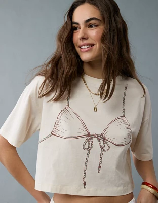 T-shirt court droit à image bikini AE